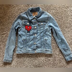 Levi's Light Blue Denim Jacket custom Bad Bunny Red Heart Patch’s